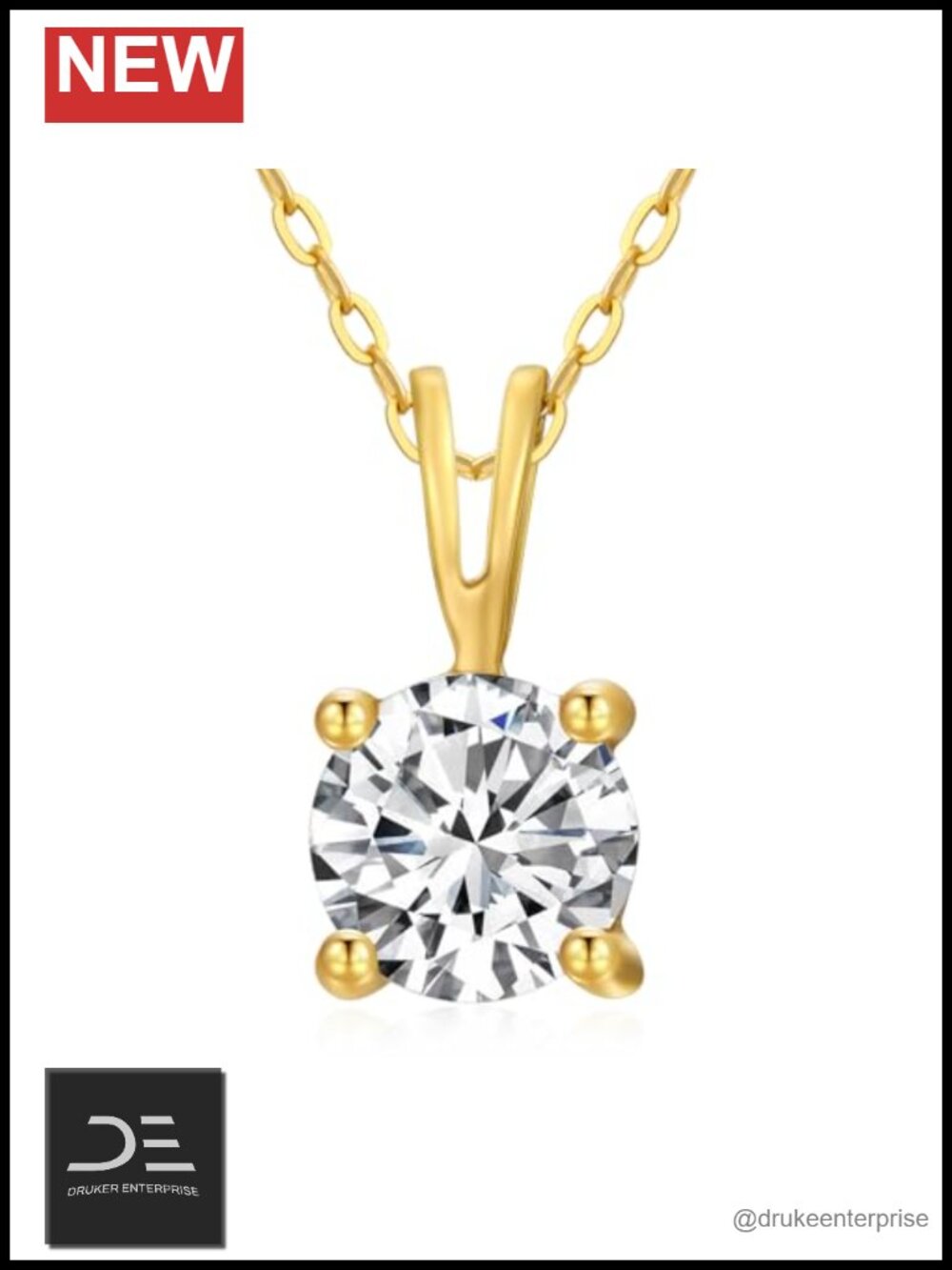14K Solid Gold Pendant Necklace IGI Certified Lab Grown Diamond 0.5ct